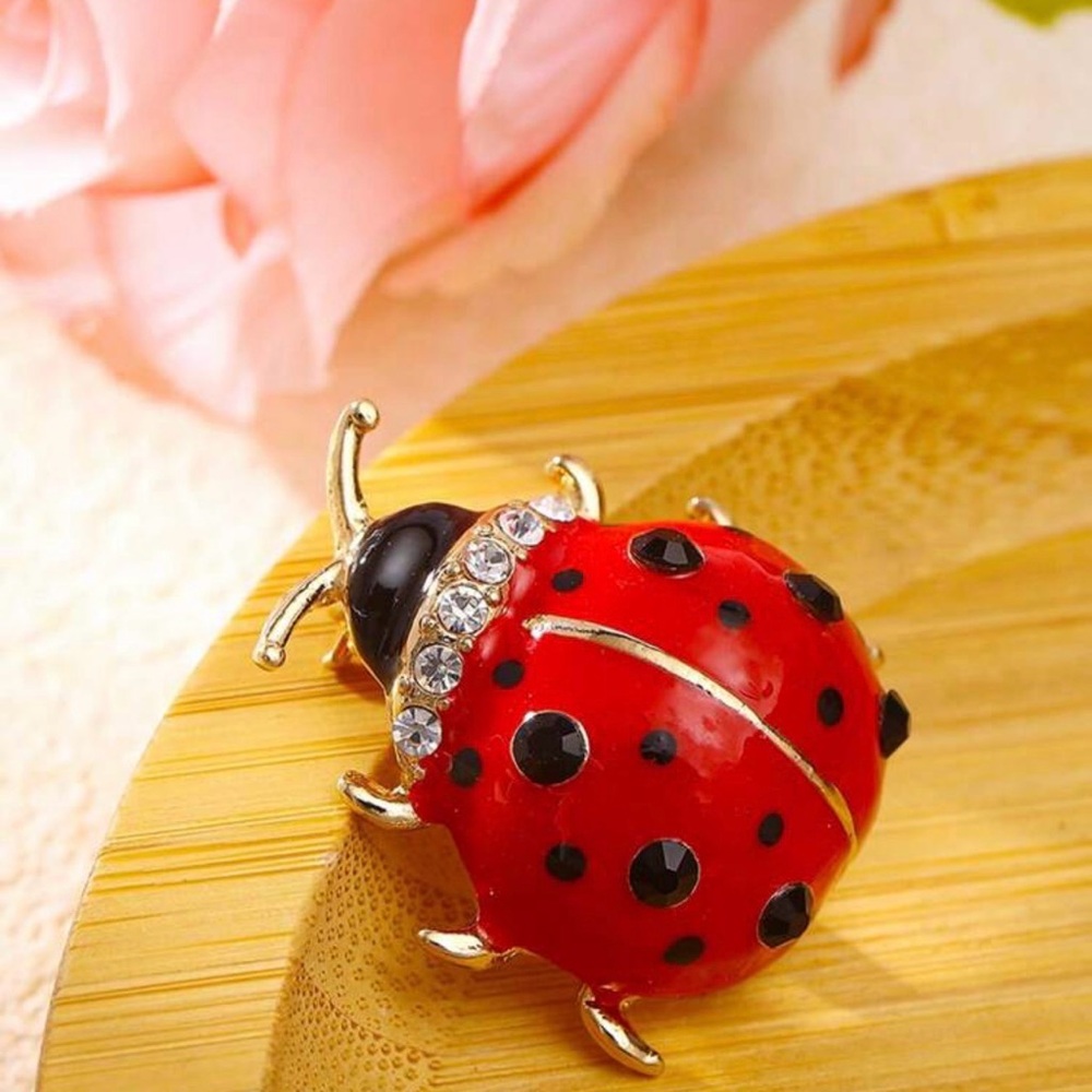 Ladybug Brooch pin Lady Bug polkadot polka dot vintage retro gift jewelry gems - Picture 3 of 16